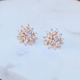 2018 New Style Sterling silver s925 snowflake earrings Korean fashion temperament sweet diamond earrings hypoallergenic silver Jewellery