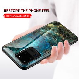 Slim Marble Phone Case For Samsung Galaxy S20 Ultra S20 FE S10 Note 20 Note 10 Plus A71 A51 A70 Tempered Glass Cover