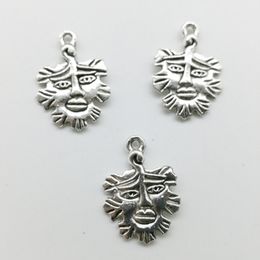 100pcs smile faces leaves Charms Pendants Retro Jewellery Accessories DIY Antique silver Pendant For Bracelet Earrings Keychain 21*15mm