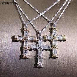 choucong Fashion Cross Pendants Diamond Real 925 Sterling silver Wedding Pendant with Necklace for women Bridal jewelry