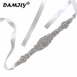 Women's Crystal Wedding Belts Luxury Rhinestone Wedding Dress Belt Bridal Wedding Accessories Satin Ribbon Sash Belt Waistband