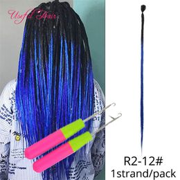 Synthetic Braiding Hair Extensions 20inch Ombre Brown Colour handmade cool Soft Straight Dreadlocks Faux Locs Crochet Braids Hair