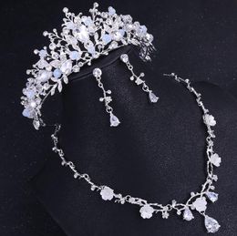 New Arrival Three-pieces Zircon Wedding Accessories Piece of Bridal Jewellery and Crystal Sets diamond sets of chain LD6896