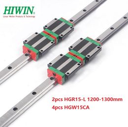 2pcs Original New HIWIN HGR15-1200mm/1300mm linear rail/guide + 4pcs HGW15CA /HGW15CC linear Flange Carriage for cnc router parts