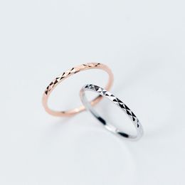 -Original 925 Sterling Silber Ringe Frauen Ebene Einfache Ring Geburtstage Geschenke Mode Rose Gold Italienisch Schmuck Geschenk für Mädchen Größe 4 ~ 9.5