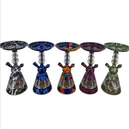 Hookah Shisha Bong Smoking Pipe Set Cool Bowl Arab Stem Acrylic Glass cup 7 colors diamond Oil Rigs For Bar KTV Use