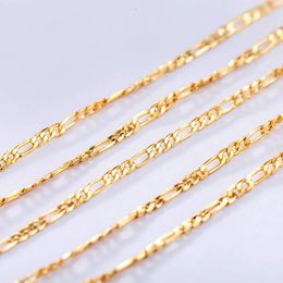 10pcs Pendant Necklaces Gold 2MM Size Figaro Necklace 16-30 Inches Fashion Woman Jewelry Woman Simple Sweater Chain Jewelry Factory Price Can Be Customized