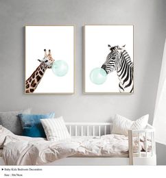 Baby Animal Zebra Girafe Canvas Poster Nursery Wall Art Print Painting Nordic Picture Children Kids Bedroom Decoration