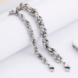 high quality silver tone stainless steel huge rope chain necklace for mens jewelry gifts 9mm 24 inch