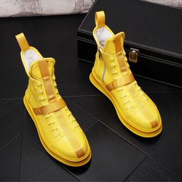 Platform Style Boots Men's High-top Web New Junior Celebrity Casual Shoes B55 699 24