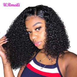 Glueless Short Bob Wig Brazilian Virgin Curly Human Hair Wig 13X4 Lace Front Human Hair Wigs Pre Plucked With Baby Hair Whosale