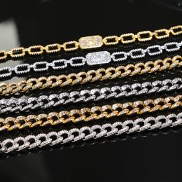 Iced out Hip hop bling micro pave cz bracelet for women jewelry 17cm Miami cuban link chain hiphop