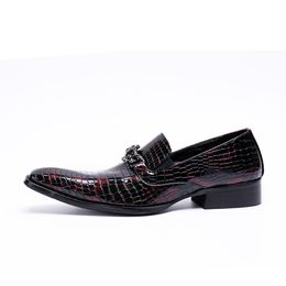 Luxury Office Snake skin Men Dress Shoes Wedding Man Shoe Oxfords Suit Shoes Man Flats Patent Leather Shoes