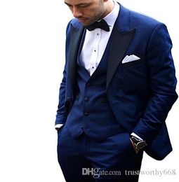 Popular One Button Groomsmen Peak Lapel Groom Tuxedos Men Suits Wedding/Prom Best Man Blazer ( Jacket+Pants+Vest+Tie) 212