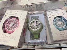 High Quality Portable Mini Watch Fan Cartoon Watch-Shape Folding Pocket USB Rechargeable Fan with Comfortable Wrist Strap by DHL