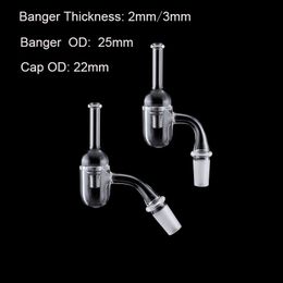 DHL!!! Bevelled Edge Round Bottom 2mm 3mm Thickness Quartz Banger Nail and Glass Carb Cap 10mm 14mm 18mm Quartz Banger For Glass Bongs