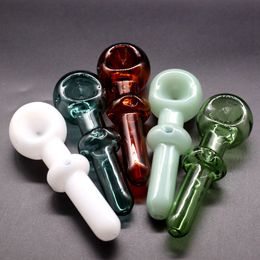 Glass Hand Pipes 4.5Inch Lollipop Shape Customised Transparent PipePyrex Oil Burner Bubbler Smoking Water Hand Pipe 5 Colour Choose