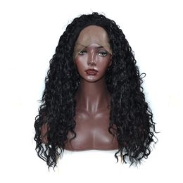 Kinky Curly Synthetic Lace Front Wig for Black Women Best Quality Kanekalon High Temperature Fiber Lace Front Wig with Natural Hairline