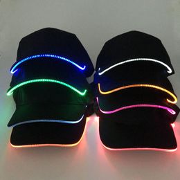 spring wholesalers Canada - Ball Caps Fashion Unisex Solid Color LED Luminous Baseball Hat Christmas Party Peaked Cap Sell