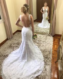 Dresses Designer Mermaid Lace Illusion Back Court Train Wedding Dress Bridal Gowns Vestidos Novia Sirena Robes De Marie