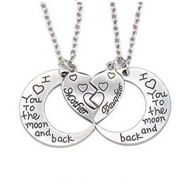 Heart Mother Daughter Necklace I Love You To The Moon And Back 2 Parts Broken Heart Necklace Stainless Steel Necklace