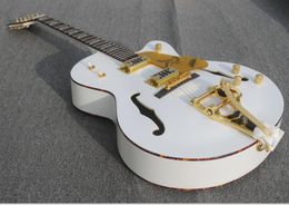 Falcón blanco G6120 Cuerpo semi hueco Jazz Guitarra eléctrica Guitarra Imperial Sintonizantes, Agujeros Dobles F, Encuadernación del cuerpo de la cáscara de la tortuga roja, Bigs Tremolo Bridge