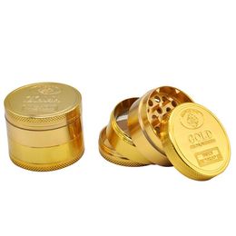 New pattern Metal grinder with 4 layers of gold coin 40 MM/50 MM pattern smoking accessory Manual smoke grinder c738