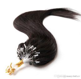 10"-26" 0.5g s 200s Grade 7A Indian Loop Micro Ring Human Hair Extensions 100%Remy Virgin Hair Straight Dark Colour 100g , free DHL