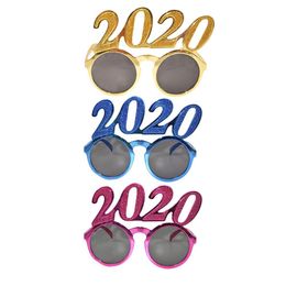 2020 Numbers Photo Prop Glasses Flash Powder Plastic New Year Eyeglasses Adults Children Eyewear For Party Decorations 3colors RRA2564