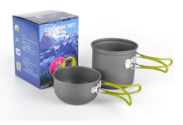 Outdoor set pot 1-2 person portable camping cooker DS-101 set pot simple and fast 2 set Camping Hiking Backpacking Cooking Picnic Bowl Pot