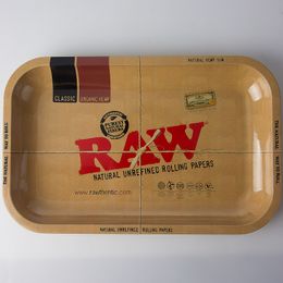 rolling trays UK - RAW Rolling Tray 27cm*17.5cm*2.3cm Metal Tray Metal Tobacco Brass Plate Herb Handroller for smoking pipes