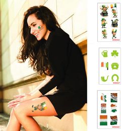 étanche Dessin Animé Tatouage Saint Patrick Jour Autocollant De Tatouage Trèfle Visage Autocollant De Noël Tatouages Corps Doigt Art Tatouage Homme