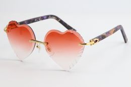 Selling New Rimless Sunglasses Marble Plank Sunglasses 3524012 Top Rim Focus Eyewear Slim and Elongated Triangle Lenses Unisex Fashion Accessories