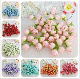 2cm Artificial Mini Camellia Flowers Silk Tea Rose Bud Heads For DIY Wreath Wrist Flower Hair Dress Wedding Decoration GB222