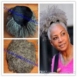 kinky curly afro ponytail clip human hair extensions Peruvian hair afro puff pony tails human silver grey kinky short hairstyles for women