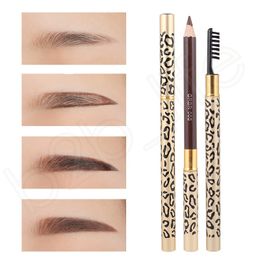 Double-headed Leopard Eyebrow Waterproof Sweat-proof with Eyebrow Brush Not Blooming Soft and Lasting 5 Color for Choose HHA-449