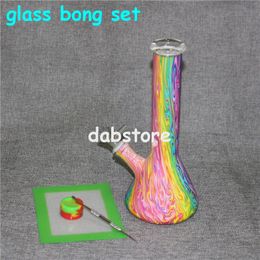 glass bong kits beaker design silicone smoking water pipes silicone hookah unbreakable hookah filter glass bong dar rig