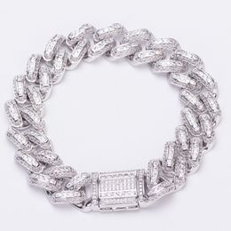 High End Quality 14mm 7inch Gold Silver Colour Iced Out CZ Links Bracelet Mens Punk Hip Hop Jewellery Gifts