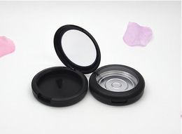 59mm Matte Black Plastic Empty Cosmetic Blusher Compact, Round Frosted Black Makeup Eyeshadow Powder Container, Lipstick Case SN
