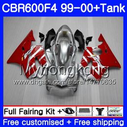 Body +Tank For HONDA CBR600 F4 CBR 600 F4 FS CBR600 F 4 287HM.9 CBR600F4 99 00 CBR600FS CBR 600F4 1999 2000 Fairings Silvery red stock kit