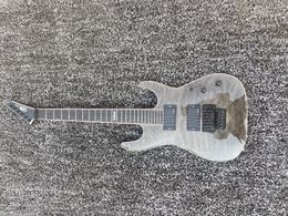 Custom Shop LTD MH-1000 Deluxe Dark grey Quilted Maple Top Electric Guitar Copy EMG Pickups, Flyod Rose Tremolo, Abalone Body Binding