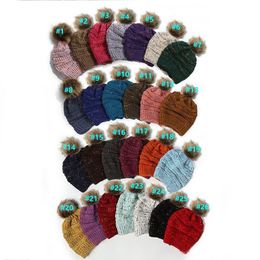 Winter Women Knitted Hat Warm Pom Pom Colourful Wool Hat Ladies Skull Beanie Solid Female Outdoor Caps YD0441
