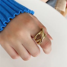 100% 925 Sterling Silver Rings For Women Heavy Multilayer Braided Ring Girls Adjustable Open Rings Statement Jewellery