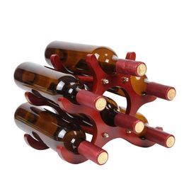 6 Bottles Wine Racks Wooden Wine Bottle Holder Wine Stand Shelf Tabletop Decoration Home Bar Storage Shelf Racks Kitchen Tools Preference