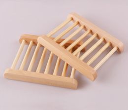 100PCS Natural Bamboo Trays Wholesale Wooden Soap Dish Wooden Soap Tray Holder Rack Plate Box Container for Bath Shower Bathroom SN233