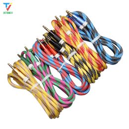 100pcs colourful Braided Audio Auxiliary Cable 1.5m 3.5mm Wave AUX Extension Male to Male Stereo Car aux cable Jack For Samsung phone PC MP