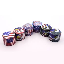 Colorful Banner Eagle Pattern Portable 50MM Smoking Herb Grind Spice Miller Grinder Crusher Grinding Chopped Innovative Tobacco Tool