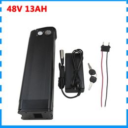 Free customs duty 48v 13ah lithium ion battery 48Volt battery with USB connector black case bottom discharge 54.6V 2A Charger