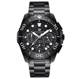 PAGANI DESIGN Watch Men Top Chronograph Stainless Steel Quartz Wristwatches 30M Water Resistant Male Clock