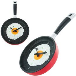 Wholesale- Omelette Fry Pan Kitchen Fried Egg Design Wall Clock Decor Egg Pan Clock Decor Wall For Kids Rooms Decoration Gift